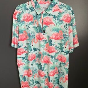 Flamingo Print Men's Golf Polo Shirt